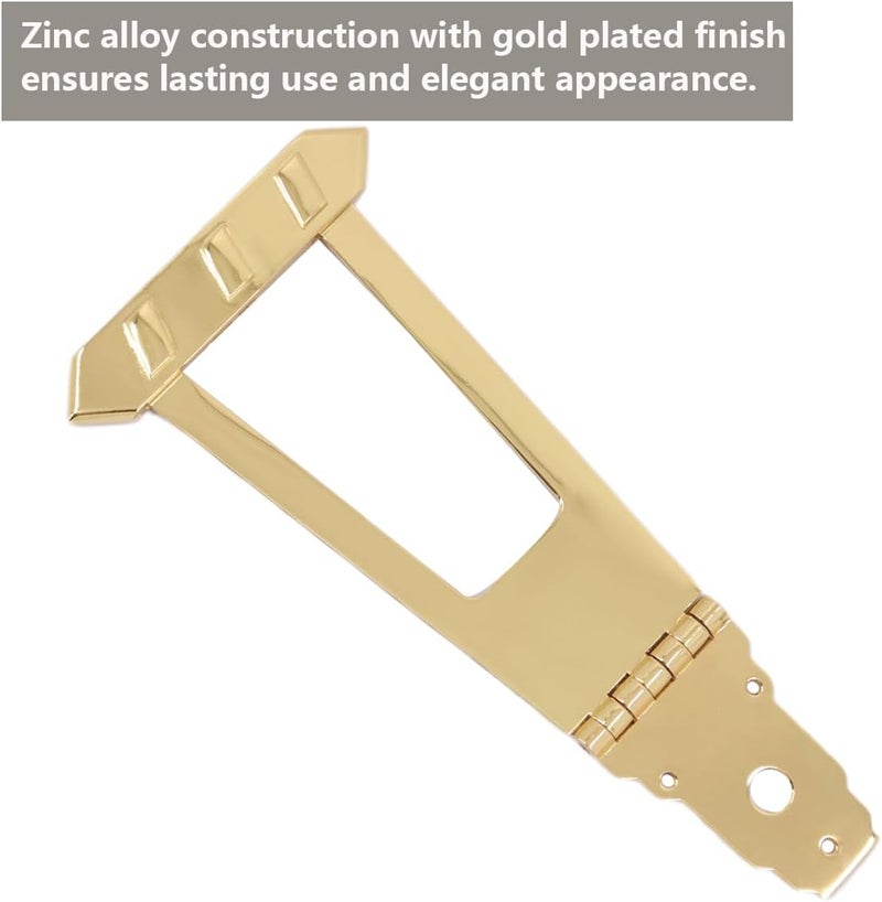 Domofa 6 String Trapeze Tailpiece Bridge Tailpiece for Jazz Archtop Semi-Hollow Guitar Replacement Parts (Gold) - Image 2